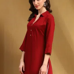 Biba Crimson Red Straight Kurta image 4