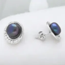 Sri Jagdamba Pearls 925 Silver Sumptuous Silver 925 Stud Earrings-picture-37