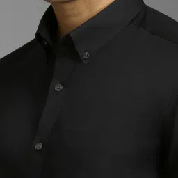 Louis Philippe Black Cotton Regular Fit Shirt image 4