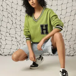 Hubberholme Green Self Design Sweater image 4