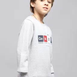 Monte Carlo Boys Grey Melange Printed Full Sleeves Sweatshirt image 4