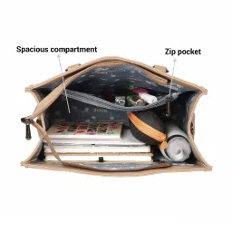 Mochi Beige Solid Medium Tote Handbag image 4