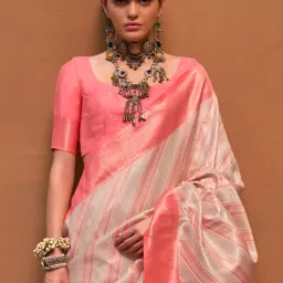 Saree Mall Beige Woven Sarees With Unstitched Blouse image 4