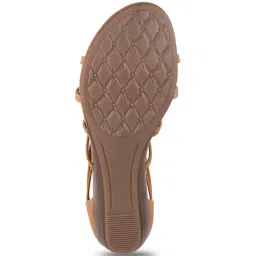 Mochi Women's Beige Ankle Strap Wedges image 4