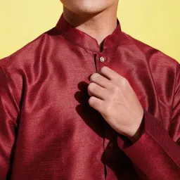 VASTRAMAY Boys Maroon KurtaSets image 4