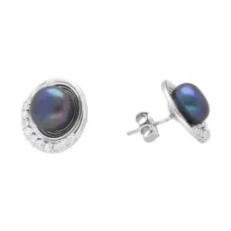 Sri Jagdamba Pearls 925 Silver Sumptuous Silver 925 Stud Earrings image 3