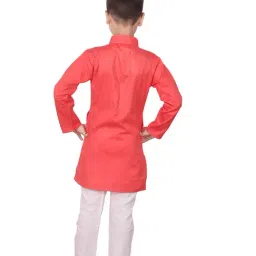 Pro-Ethic Style Developer Kids Coral & White Solid Full Sleeves Kurta with Pyjamas image 2