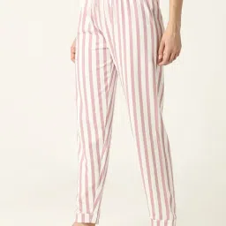 R&B Lilac Cotton Striped Joggers image 2