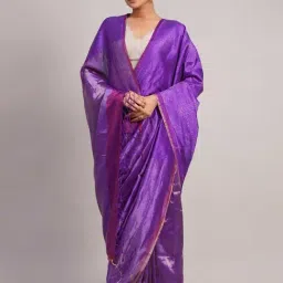 Jaypore Violet Silk Hand Woven Saree-picture-32