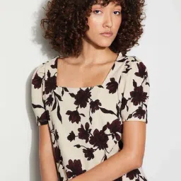 Code By Lifestyle Beige Regular Fit Printed Top image 5