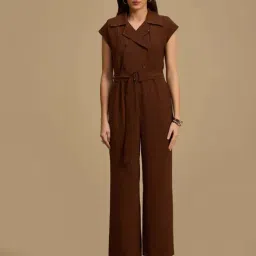 KAZO Brown Stripes Relaxed Fit Jumpsuit-picture-38