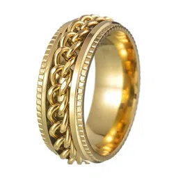 MEENAZ Men Stainless Steel Gold-Plated Band Finger Ring image 4