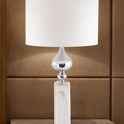 AARVI DECOR STUDIO Grey Metal Contemporary Cylindrical Shaped Table Lamp with Adjustable Cord-image-93