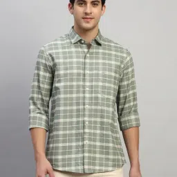 Cantabil Green Regular Fit Checks Casual Shirt-picture-10