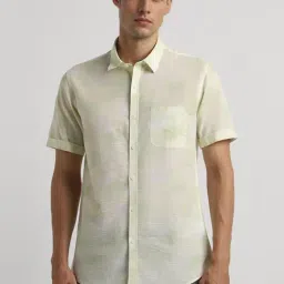 Peter England Green Cotton Slim Fit Printed Shirt-picture-24