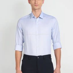 Arrow Blue Cotton Slim Fit Texture Shirt-picture-1