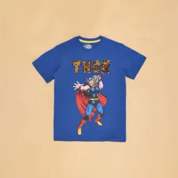 Pantaloons Junior Cobalt Blue Cotton Printed T-Shirt image 2