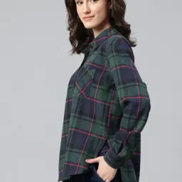 One Femme Multi Cotton Regular Fit Checks Shirt image 3