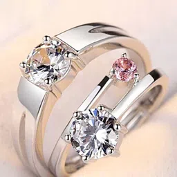 meenaz MEENAZSilver-Plated & AD-Studded Couple Rings image 5
