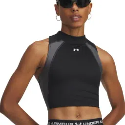 UNDER ARMOUR Black Heatgear Ribbed Sleeveless Top-image-0