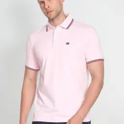 Arrow Sport Light Pink Cotton Regular Fit Polo T-Shirt-image-33