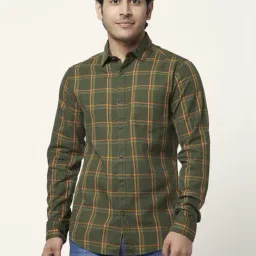 YU by Pantaloons Light Green Cotton Slim Fit Checks Shirt-picture-17