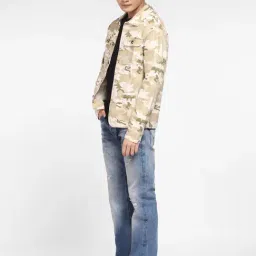 Jack & Jones Beige Cotton Regular Fit Printed Denim Jacket image 5