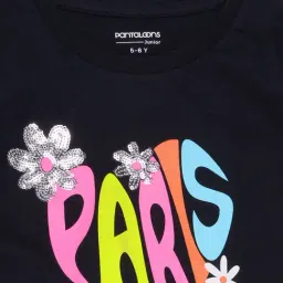 Pantaloons Junior Girls Jet Black Printed T-Shirt image 3
