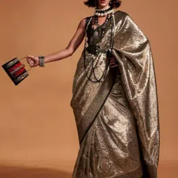 Saree Mall Grey Silk Woven Saree With Unstitched Blouse-picture-21