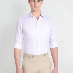 Arrow Purple Cotton Regular Fit Checks Shirt-image-16