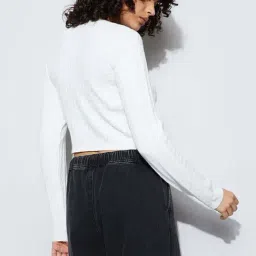 Ginger By Lifestyle White Regular Fit Textured Top image 2