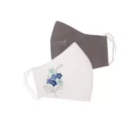 Ivillage 2 Pcs Large Cotton Off White & Grey Organic 3 Layer Face Mask Set Mask07L_Set4 (Pack of 25) image 3