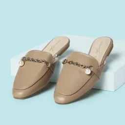 Forever Glam by Pantaloons Women's Tan Mule Shoes-picture-26
