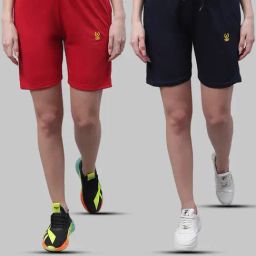 Vimal Jonney Red & Navy Cotton Sports Shorts - Pack of 2-picture-12