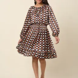 Melon by PlusS Brown Printed A-Line Dress-image-96