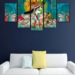 Myntra Elegant Homes Grey & Gold-Toned 5 Piece Wood Religious Wall Paintings-image-72