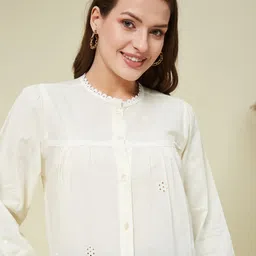 j turritopsis Women's Pure Cotton Schiffli Embroidered Shirt image 2