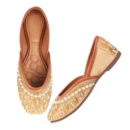 silverarrow Designer Emboidery with Stone Work Mojari Ethnic Jutti Attractive Design for Womens & Girls image 1