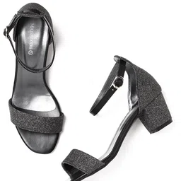 marc loire Women's Shimmer Open Toe Comfortable Block Heel Sandals image 1