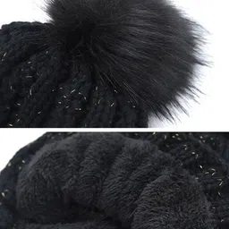 tomorrow fashion Tomorrow Women's Winter Woolen Beanie Cap and Neck Scarf Warmer Set Snow Proof, Inside Fur, Warm Woolen Cap for Women, Girl's (Free Size) image 5