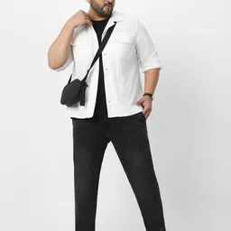 urbano plus Men's Black Regular Fit Washed Jeans Stretchable image 5