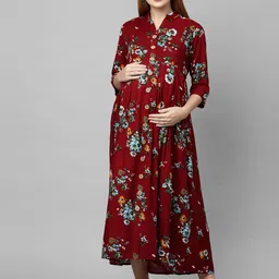 momtobe Women's Rayon Maternity Dress/Pregnancy Dress/Easy Breast Feeding/Breastfeeding Dress/Western Dress with Zippers for Nursing Pre and Post Pregnancy image 2