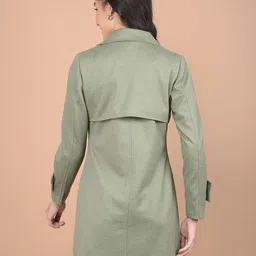 crimsoune club Women's Green Double-Breasted Overcoat image 4