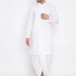 vastramay Men's White Pure Cotton Ready-to-Wear Dhoti Traditional Pattern with Drawstring Waistband for Festive, Wedding, and Casual Wear image 5