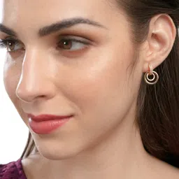 zaveri pearls Rose Gold Cubic Zirconia Contemporary Rings Drop Brass Bali Earring For Women-ZPFK9472 image 3