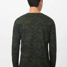 urbano fashion Men's Olive Green, Khaki Military Camouflage Printed Slim Fit Full Sleeve Cotton T-Shirt image 4