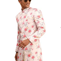 vastramay Men's Multicolor Base Pink - Sherwani Only Top image 1