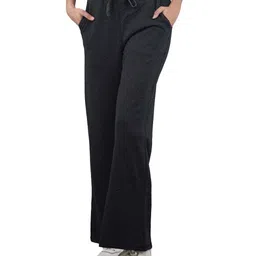 imperative Women High Waist Regular Fit Cotton Flared Trackpant (S, Grey1) image 1