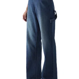 bewakoof Women's 100% Cotton Solid Wide Leg Jeans image 1