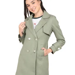 crimsoune club Women's Green Double-Breasted Overcoat image 1